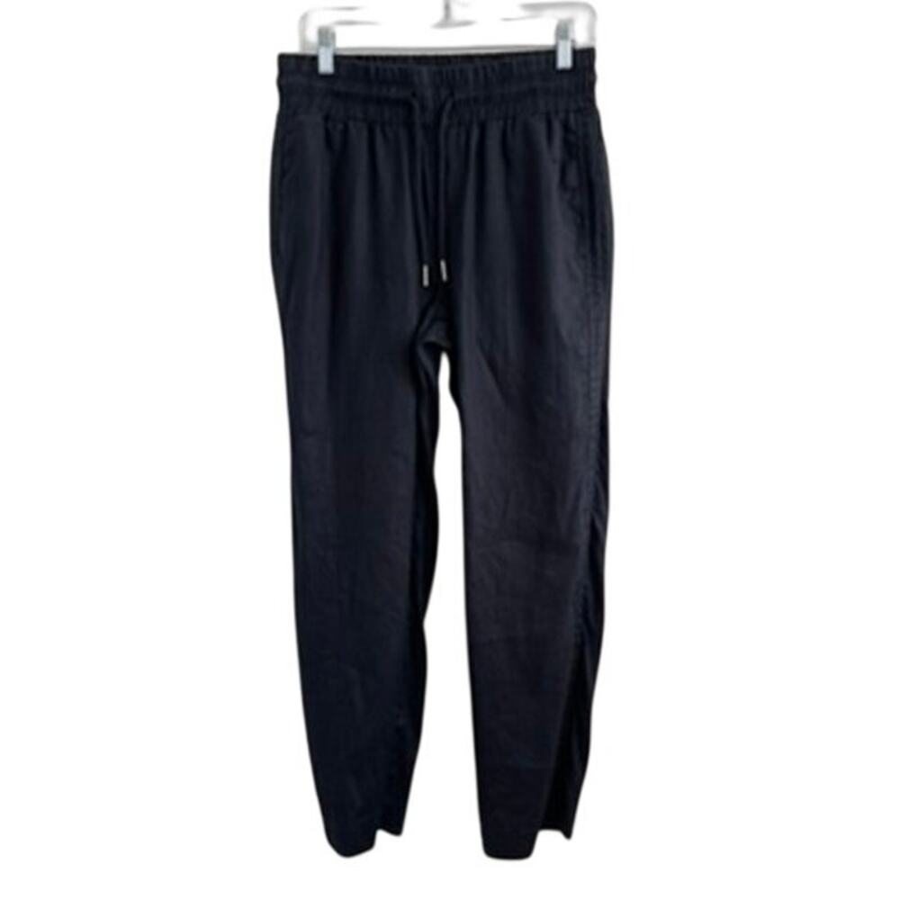 Quince Sz M Wide Leg Linen Pants Black Elastic Breezy Vacation Travel Relaxed - Picture 3 of 16
